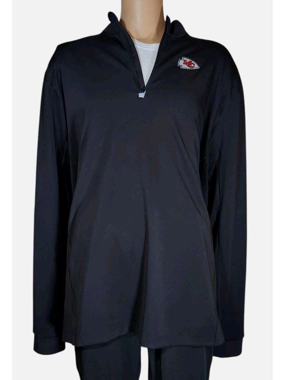 Kansas City Chiefs Mens 3XT Cutter & Buck Drytec Traverse Black 1/4 Pullover NWT